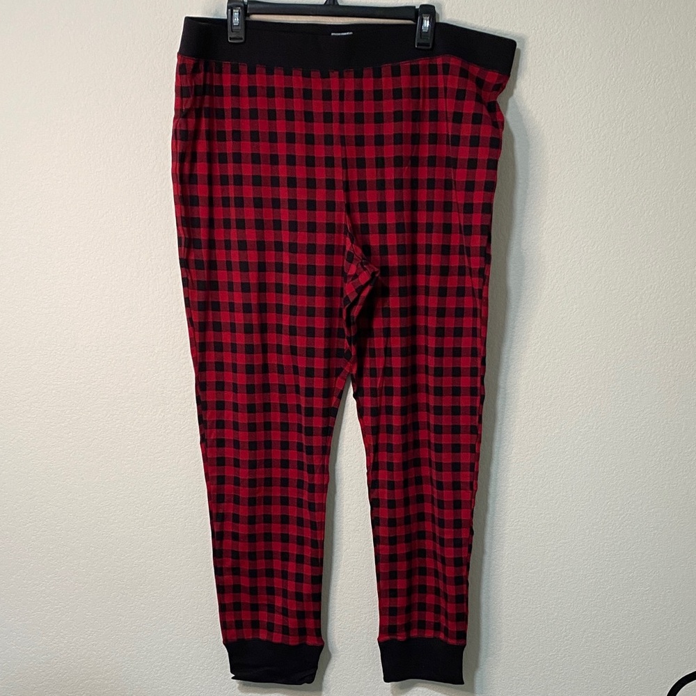 Women’s Red Black Buffalo Check Holiday Pajama Pants Joggers Loungewear Leisure